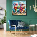 Summer Beach 1000 Piece Puzzle for Adults, PICKFORU Funny Beach Ride Jigsaw Puzzles, Unique Difficult Grandma Motorcycle Theme as Home Decor