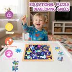 Wooden Puzzles for Toddler Ages 3+, 12 Piece Vehicle Farm Space Ocean Jigsaw Puzzles 4 Packs, Preschool Toddlers Learning Activity Puzzles Toys for Boys Girls 3 4 5 6 Years Old
