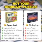 Odd Pieces Jigsaw Puzzles 1000 Pieces with Storytelling Comics, for Women, White Elephant, Mystery Puzzle for Adults & Kids - 19.7'' x 27.6'' Frameable Magic Puzzle Art (Snack Attack)