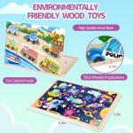 Wooden Puzzles for Toddler Ages 3+, 12 Piece Vehicle Farm Space Ocean Jigsaw Puzzles 4 Packs, Preschool Toddlers Learning Activity Puzzles Toys for Boys Girls 3 4 5 6 Years Old