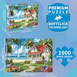 Jigsaw Puzzles for Adults 1000 Piece Puzzle for Adults 1000 Pieces Puzzle 1000 Pieces-Summer Beach Vacation -Surfing, Coconut Trees, Wooden Houses