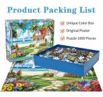 Jigsaw Puzzles for Adults 1000 Piece Puzzle for Adults 1000 Pieces Puzzle 1000 Pieces-Summer Beach Vacation -Surfing, Coconut Trees, Wooden Houses