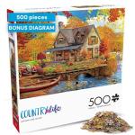 Buffalo Games - 500 Piece Jigsaw Puzzle Angelo Bonito Autumn Lake House, Made in USA, Premium Recycled Board, Full-Color Poster