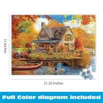 Buffalo Games - 500 Piece Jigsaw Puzzle Angelo Bonito Autumn Lake House, Made in USA, Premium Recycled Board, Full-Color Poster