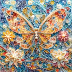 MINIWAN Butterfly Quilling Art Puzzle - 500 Piece Jigsaw Puzzle for Adults - Challenging 20x20 Inch Brain Teaser for Solo & Family Game Night