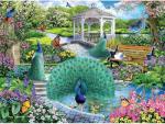 Bits and Pieces - 3000 Piece Jigsaw Puzzle for Adults - 32-3/8" x 45-1/4" - Garden Treasures - 3000 pc Colorful Birds Peacocks Jigsaw by Mary Thompson