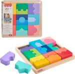 Fisher-Price Wood Toddler Toy Interlocking Blocks Stacking Jigsaw Puzzle with 20 Wooden Pieces for Kids Ages 18+ Months
