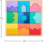 Fisher-Price Wood Toddler Toy Interlocking Blocks Stacking Jigsaw Puzzle with 20 Wooden Pieces for Kids Ages 18+ Months