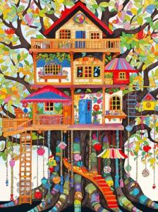 Lucky Puzzles 'Enchanted Treehouse' - 500 Piece Jigsaw Puzzle for Adults - Whimsical Art Style - Fun Puzzle Challenge for Adults and Families | 18 x 24 Inches | Satin Finish