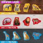 12 Pack Wild Animal Puzzles, 48 Pieces Step-by-Step Animal Jigsaws, Realistic Safari Animal Jigsaw Puzzles with Name Guide Early Learning for Beginner Preschool Toddlers 3+ Years Old