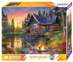 Springbok's Sunkissed Cabin 2000 Piece Puzzle for Adults Features a Beautifully Illustrated Lakeside Cabin Retreat - Ribbon Cut Pieces