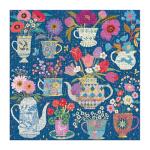 Galison Potted Teacups – 500 Piece Foil Jigsaw Puzzle Featuring Beautiful Artwork of Potted Teacups with Floral Background