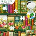 500 Piece Puzzle for Adults | Wildflowers Vintage Book Puzzle | Recycled Cardboard Flower Bookshelf Jigsaw Puzzles 500 Pieces | Challenging Fall Plant Floral Puzzles Perfect for Game Nights 20.5*15in
