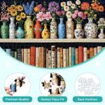 500 Piece Puzzle for Adults Puzzle, Beautiful Bookshelf Jigsaw Puzzle 500 Pieces, Flowers and Vase Jigsaw Puzzles for Adults Seniors, Fun Decor Challenging Family Games Holiday Party Gifts 20.5×15 in