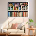 500 Piece Puzzle for Adults Puzzle, Beautiful Bookshelf Jigsaw Puzzle 500 Pieces, Flowers and Vase Jigsaw Puzzles for Adults Seniors, Fun Decor Challenging Family Games Holiday Party Gifts 20.5×15 in