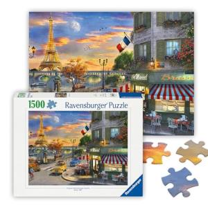 Ravensburger - Romantic City of Paris - 1500 Piece Jigsaw Puzzle - Featuring a Quaint, Old-time City Street and The Eiffel Tower - Frameable - Premium Quality - Puzzles for Adults