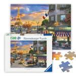 Ravensburger - Romantic City of Paris - 1500 Piece Jigsaw Puzzle - Featuring a Quaint, Old-time City Street and The Eiffel Tower - Frameable - Premium Quality - Puzzles for Adults