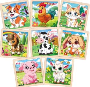 Wooden Puzzles for Toddlers, 9 Pieces Farm Jigsaw Puzzles for Kids Ages 3-5, Preschool Learning Activities, Learning & Educational Toys, Gifts for Boys, Girls Ages 3+