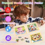 Wooden Puzzles for Toddlers, 9 Pieces Farm Jigsaw Puzzles for Kids Ages 3-5, Preschool Learning Activities, Learning & Educational Toys, Gifts for Boys, Girls Ages 3+