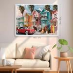 JJYHULK 2000 Piece Puzzle for Adults, Puzzles for Adults 2000 Pieces, Colorful Coastal Beach Houses Vintage Car Jigsaw Puzzles, Family Fun Puzzle Perfect for Game Nights, 39" X 28"