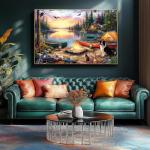 LUXDIVINA 2000 Piece Puzzle for Adults, Puzzles for Adults 2000 Pieces, Lakeside Camping Campfire Dog Cat Canoes Jigsaw Puzzles, Family Fun Puzzle Perfect for Game Nights, 39" X 28"