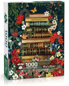 BenBen Puzzles for Adults 1000 Pieces, Vintage Books and Wildflower Jigsaw Puzzle with Letters on Back, Challenging Puzzles for Family Game Night Home Décor, Book Lovers Gifts