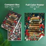 BenBen Puzzles for Adults 1000 Pieces, Vintage Books and Wildflower Jigsaw Puzzle with Letters on Back, Challenging Puzzles for Family Game Night Home Décor, Book Lovers Gifts