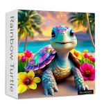 Rainbow Turtle Puzzles for Adults 1000 Pieces, PICKFORU Summer Turtle Beach Jigsaw Puzzle, Impossible Challenging Seaside Flower Animal Theme as Home Decor