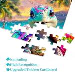 Rainbow Turtle Puzzles for Adults 1000 Pieces, PICKFORU Summer Turtle Beach Jigsaw Puzzle, Impossible Challenging Seaside Flower Animal Theme as Home Decor