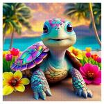 Rainbow Turtle Puzzles for Adults 1000 Pieces, PICKFORU Summer Turtle Beach Jigsaw Puzzle, Impossible Challenging Seaside Flower Animal Theme as Home Decor