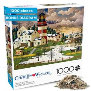 Buffalo Games - Charles Wysocki - Twilight Sentinel - 1000 Piece Jigsaw Puzzle - Colorful Winter Puzzles for Adults – Precision-Cut Pieces, Beautiful Festive Artwork, and Hours of Fun