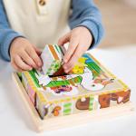 Melissa & Doug Farm Wooden Cube Puzzle With Storage Tray - 6 Puzzles in 1 (16 pcs) - FSC Certified