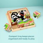 Melissa & Doug Farm Wooden Cube Puzzle With Storage Tray - 6 Puzzles in 1 (16 pcs) - FSC Certified