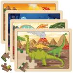 SYNARRY Large Dinosaur Wooden Puzzles for Kids 4 in 1 Gift Box(12.2 * 9.4 in) - FSC Certified, Jigsaw Puzzles for Kids Ages 4-6, Dinosaur Toys Gifts for 3 4 5 Year Old Boys Girls