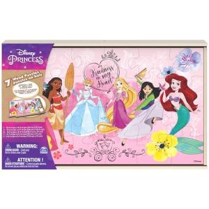 Spin Master Games, Disney Princess Puzzles, 7-Pack, Jigsaw Kids Puzzles, 12, 16, & 24 Pieces, Featuring Ariel, Tiana, Rapunzel, Pocahontas, Storage Tray, Easter Basket Stuffers, for Ages 4 & Up