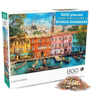 Buffalo Games - Dominic Davison - A Day in Venice - 1500 Piece Jigsaw Puzzle for Adults -Challenging Puzzle Perfect for Game Nights - Finished Size is 38.50 x 26.50