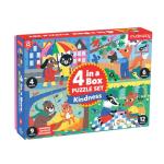 Mudpuppy Kindness 4-in-a-Box Puzzle Set – Includes 4 Progressive Jigsaw Puzzles for Kids with 4-12 Pieces – Features Colorful Animal Illustrations for Ages 2-5