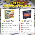 Odd Pieces Mystery Jigsaw Puzzle-1,000 Pcs Mystery Puzzle with Storytelling Comics, Secret Ending-1000 Piece Puzzle for Adults & Kids –19.7'' x 27.6'' Frameable Magic Puzzle Art (Turbo 3000)