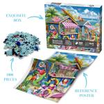 Beach Surf Cottage Puzzle for Adult 1000 Pieces, Summer Hawaii Cabin Jigsaw Puzzle Sea, Florida Seashore Scenery Puzzle for Home Decor