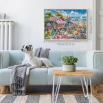 Beach Surf Cottage Puzzle for Adult 1000 Pieces, Summer Hawaii Cabin Jigsaw Puzzle Sea, Florida Seashore Scenery Puzzle for Home Decor