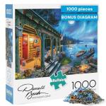 Buffalo Games - Darrell Bush - Moonlight Lodge - 1000 Piece Jigsaw Puzzle , Blue