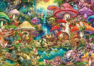 Buffalo Games - Gold - Aimee Stewart - Merry Mushroom Village Picnic - 500 Piece Jigsaw Puzzle for Adults - Challenging Puzzle Perfect for Game Nights