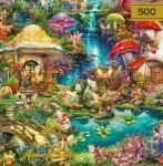 Buffalo Games - Gold - Aimee Stewart - Merry Mushroom Village Picnic - 500 Piece Jigsaw Puzzle for Adults - Challenging Puzzle Perfect for Game Nights