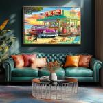 Blueforest Vintage Beach Hamburger Store 1000 Piece Puzzle for Adults & Teens - Challenging Retro Diner Jigsaw with Coastal Decor