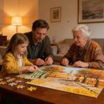 500 Piece Puzzles for Adults, Autumn Street Scenery Jigsaw Puzzles, European Town Landscape Puzzle, Impressionist Oil Painting Adult Puzzles, Beautiful Family Game, 20.5 x 15 in