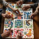 Animal Puzzles for Adults 1000 Pieces, Nature Puzzle Feature Dog Cat Bird Owl Chicken Elephant Horse Fox, Garden Flower Plant Abstract Jigsaw Puzzle Paper Cut Collage