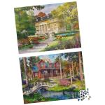 2-Pack of 1000-Piece Jigsaw Puzzles, Pine Cabin & Summer Estate | Puzzles for Adults and Kids Ages 8+, Amazon Exclusive