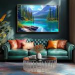 Blueforest Turquoise Lake 500 Piece Puzzle for Adults - Panoramic Mountain Therapy Jigsaw Puzzle, Calming Nature Art & Framable Stress Relief Gift (23"x15")