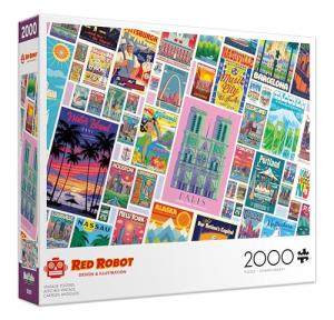 Buffalo Games – Vintage Posters 2000 Piece Jigsaw Puzzle Colorful Puzzle for Adults – Precision-Cut Pieces, Beautiful Artwork, and Hours of Relaxing Fun