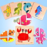 Faburo 8pcs Wooden Puzzles for Toddlers 1-3, Toddler Puzzles Ages 2-4, Montessori Toys for 1-3+ Years Girl Boy, Sea Animal Puzzle for Kids, Jigsaw Puzzle Educational Toys Preschool for 1-4